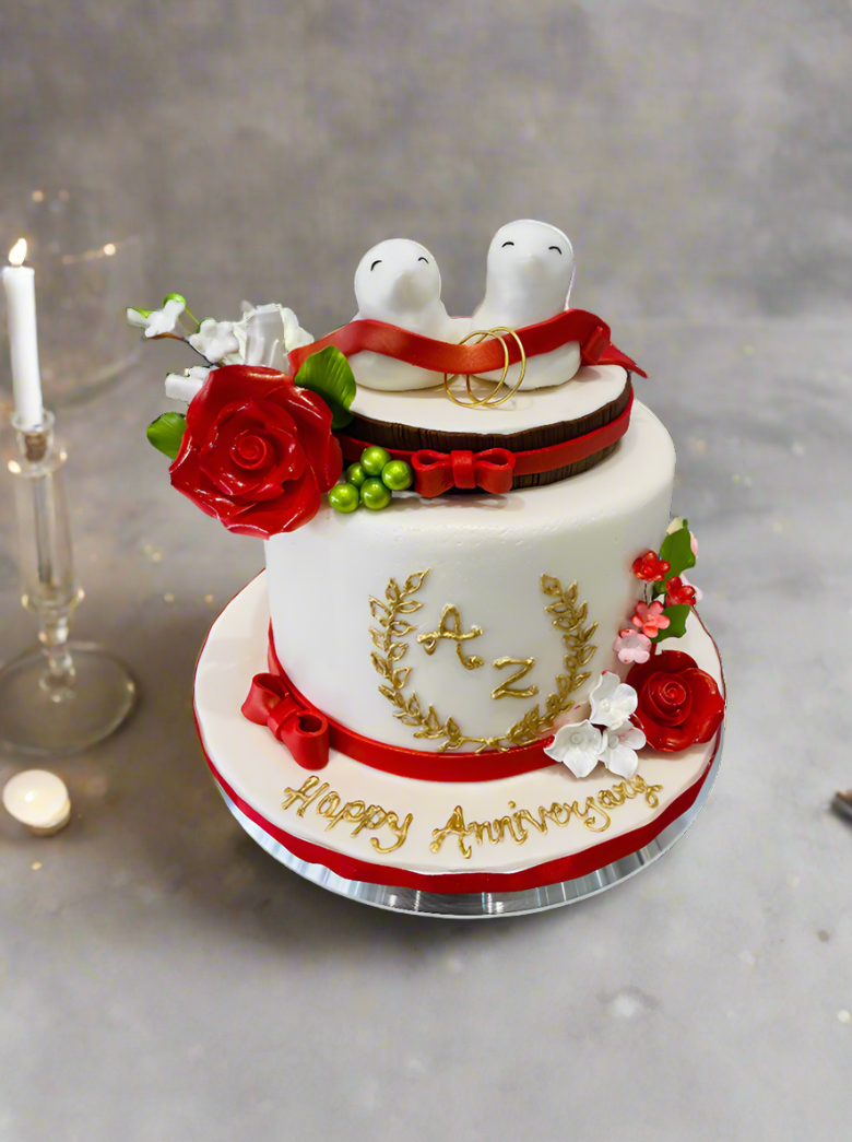 Romantic Love Birds Cake