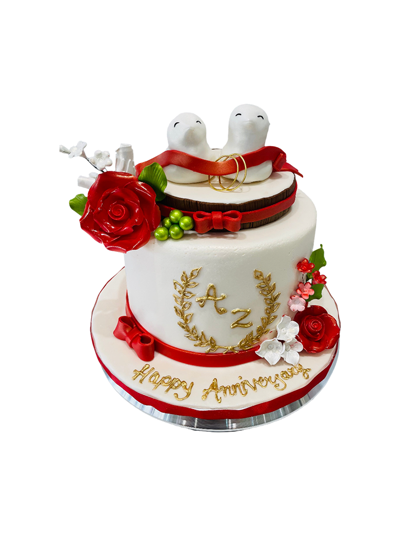 Romantic Love Birds Cake