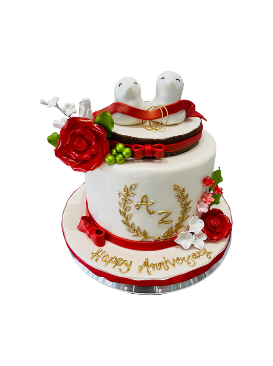 Romantic Love Birds Cake