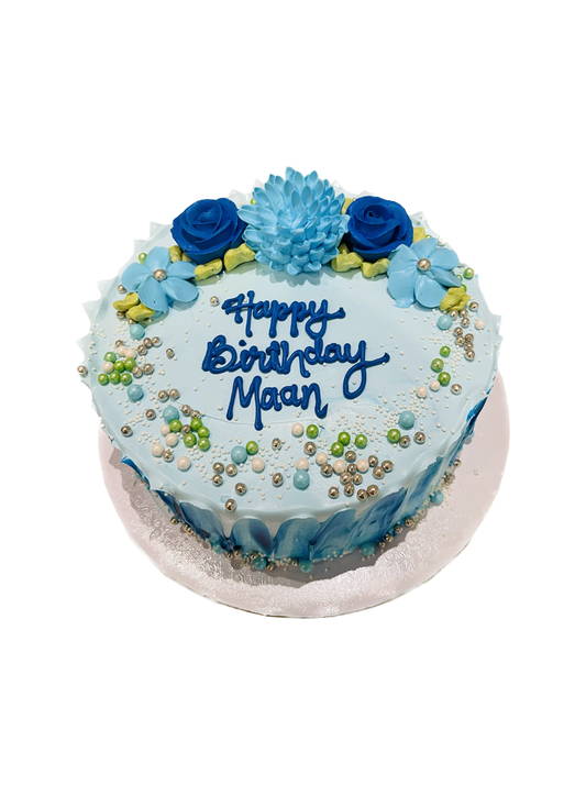 Floral Aqua Beaded Cake
