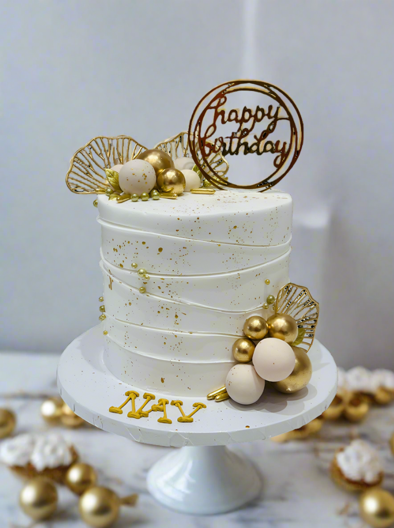 Nav White & Gold Cake