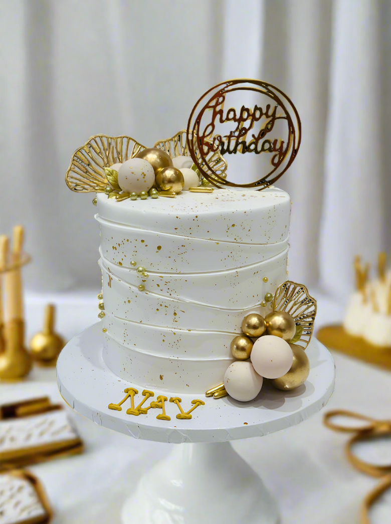 Nav White & Gold Cake