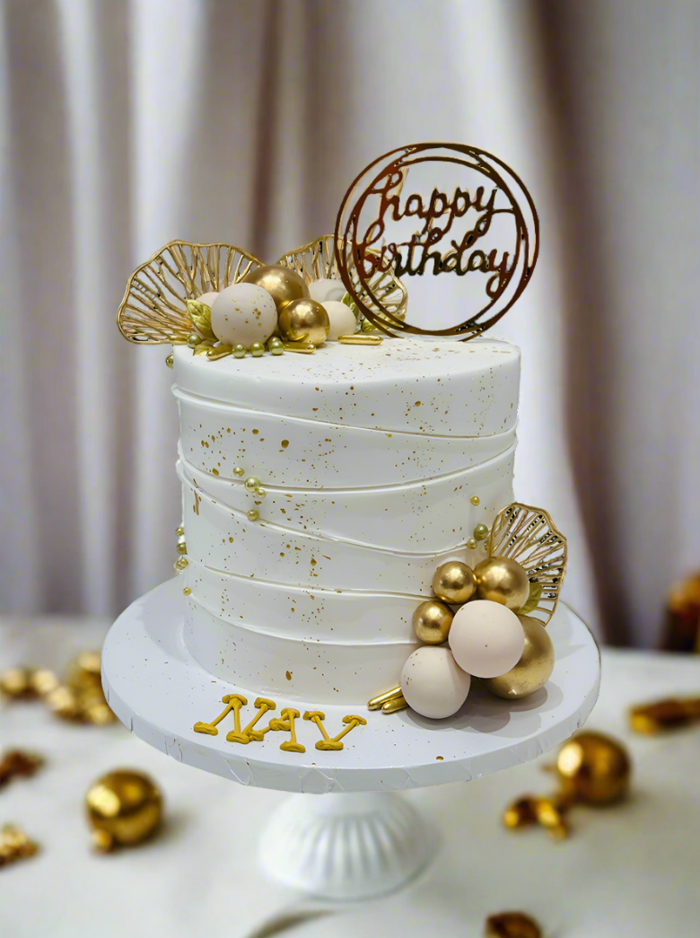 Nav White & Gold Cake