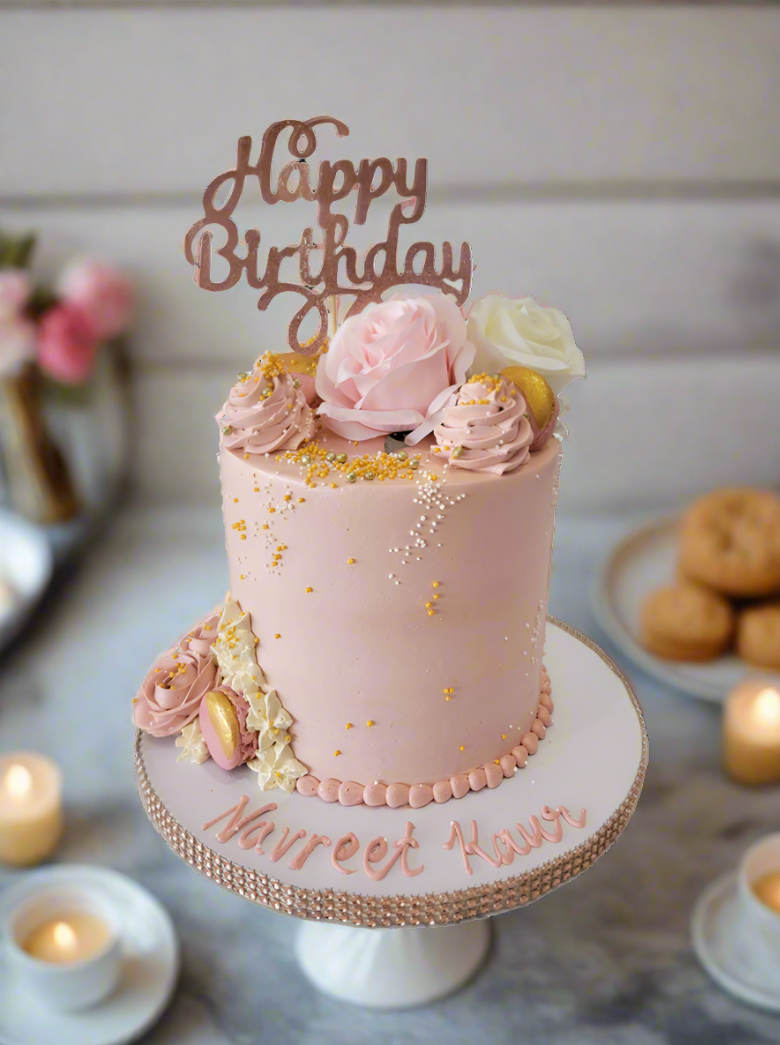 Navreet Rose Gold Birthday Cake