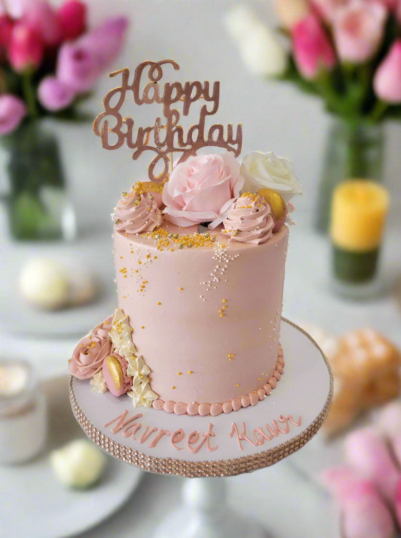 Navreet Rose Gold Birthday Cake