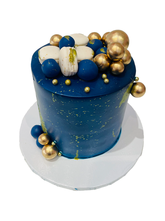 Nick Blue And Gold Birthday Cake
