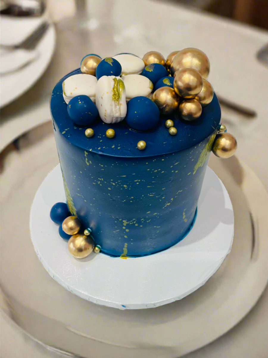 Nick Blue And Gold Birthday Cake