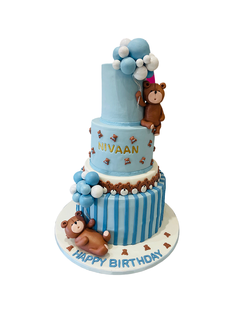 Nivaan's Teddy Bear Fondant Tiered Cake