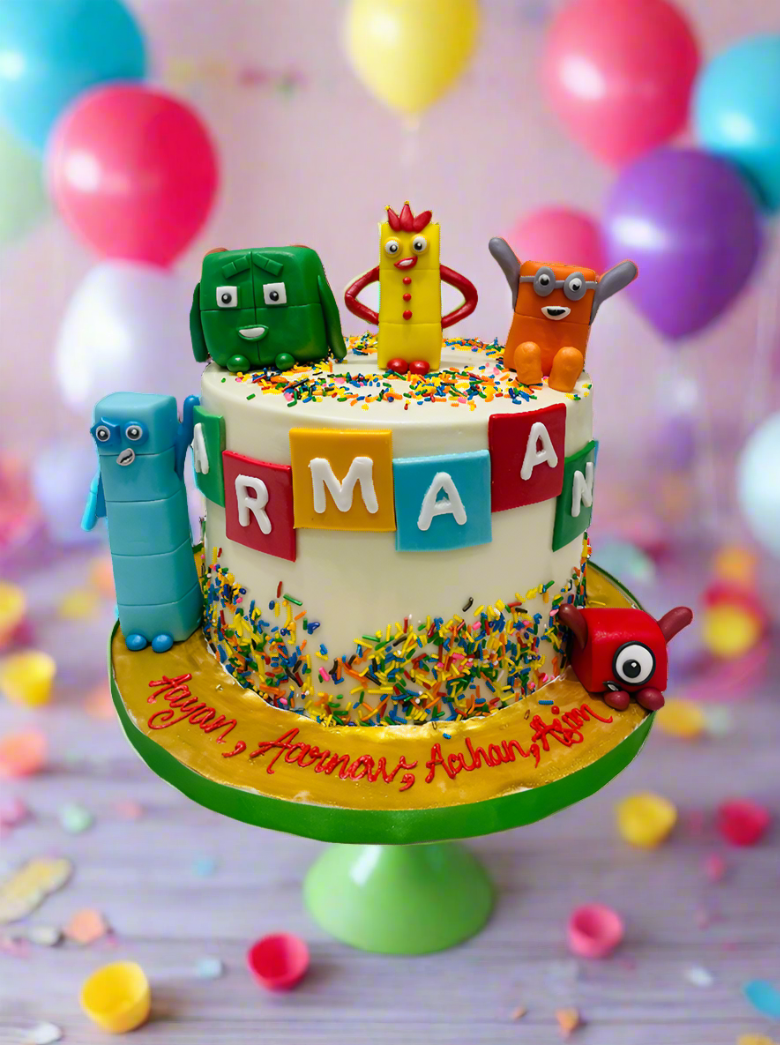 Number Blocks Fondant Cake