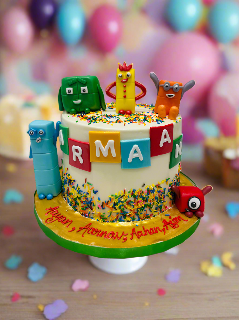 Number Blocks Fondant Cake