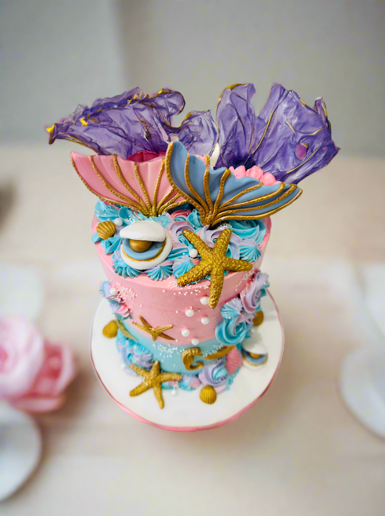 Ocean Mermaid Cream Cake