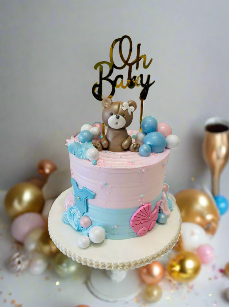Oh Baby Blue & Pink Cream Cake