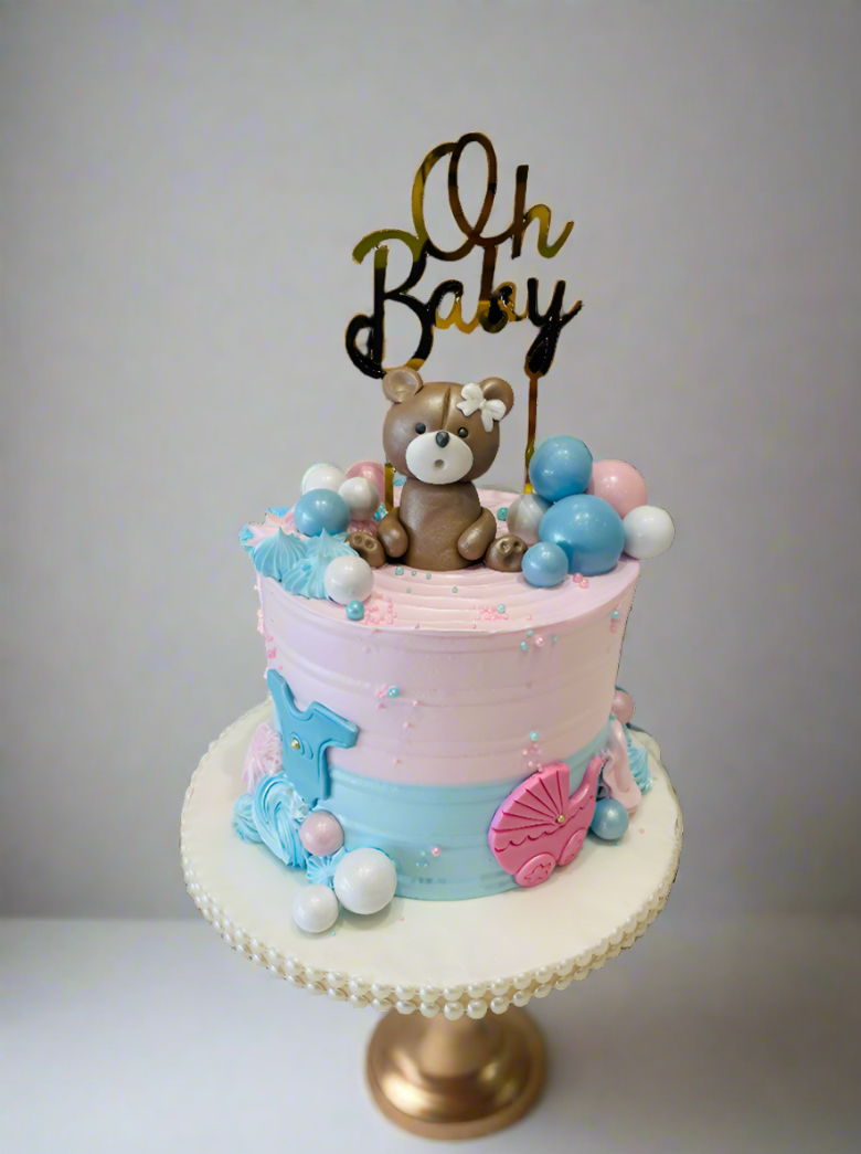 Oh Baby Blue & Pink Cream Cake