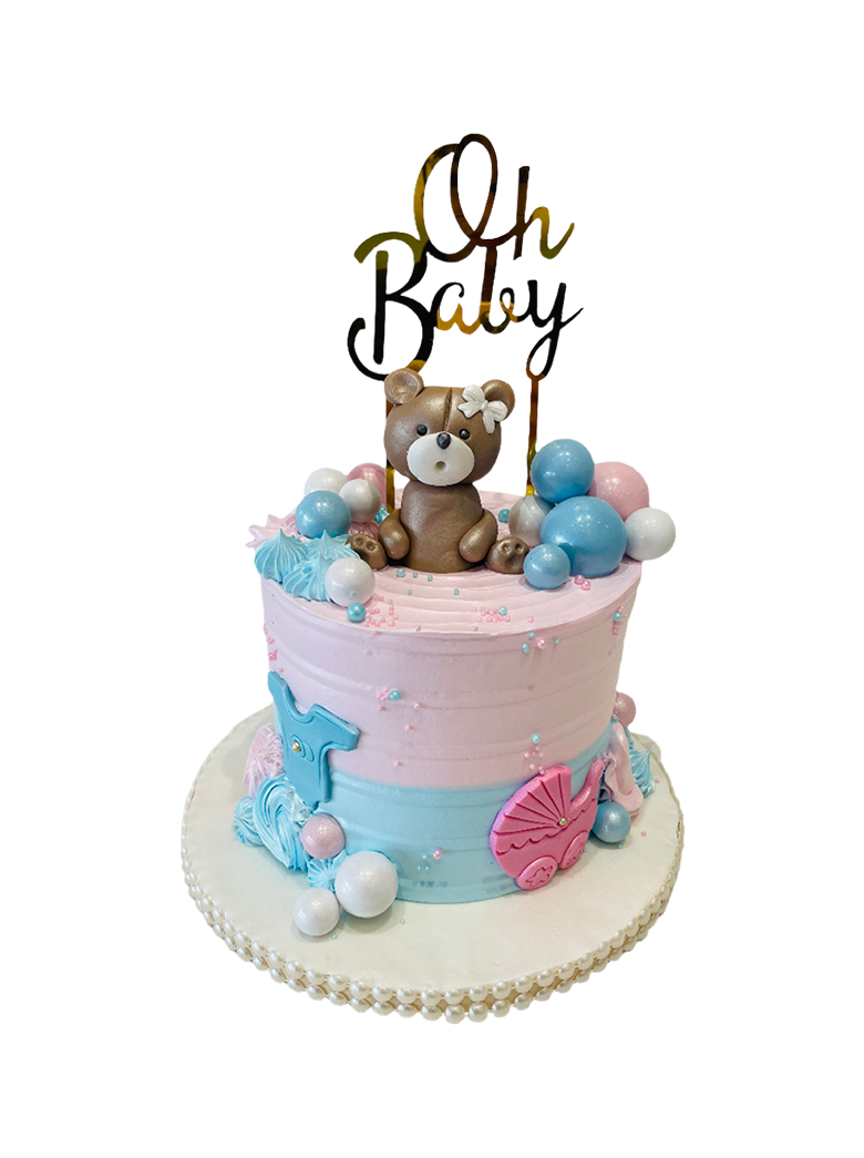 Oh Baby Blue & Pink Cream Cake
