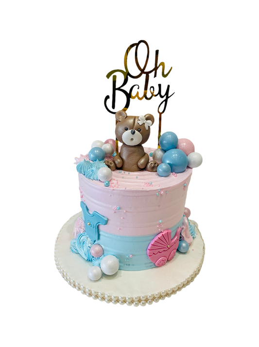 Oh Baby Blue & Pink Cream Cake
