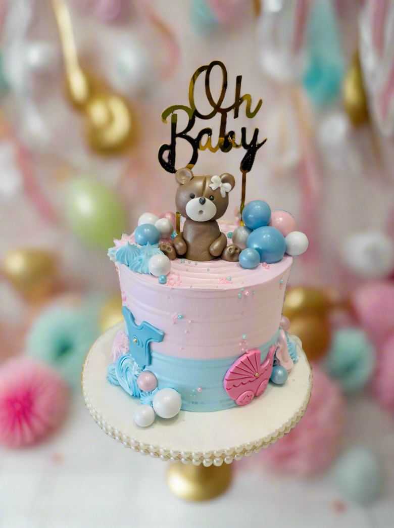 Oh Baby Blue & Pink Cream Cake