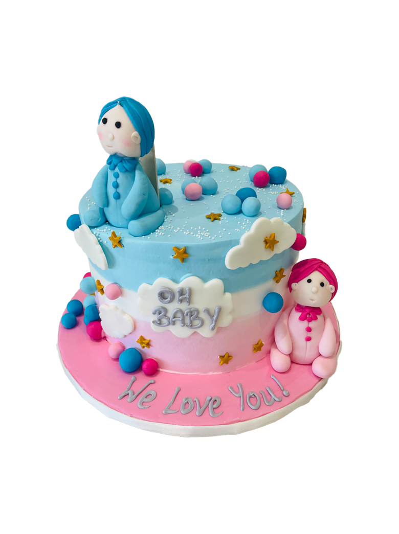 Twins Pink & Blue Birthday Cake