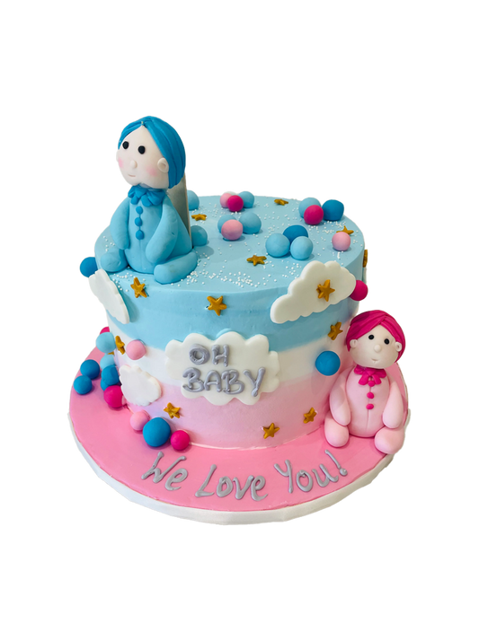 Twins Pink & Blue Birthday Cake