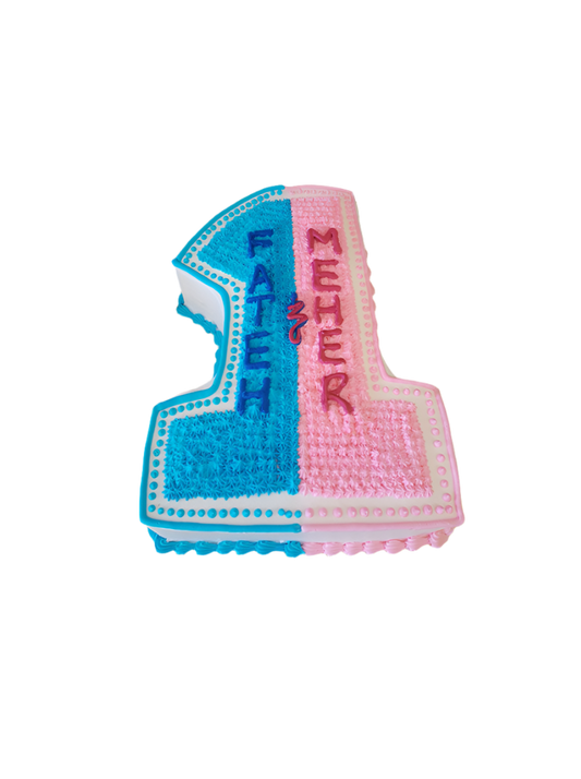 Pink And Blue Number 1 Cake