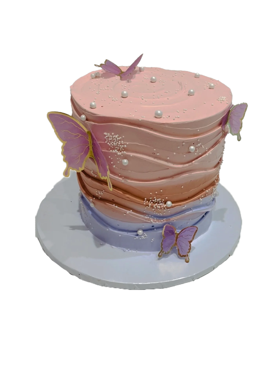 Pastel Butterfly Cream Cake