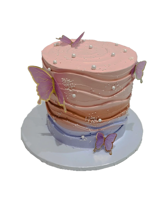Pastel Butterfly Cream Cake