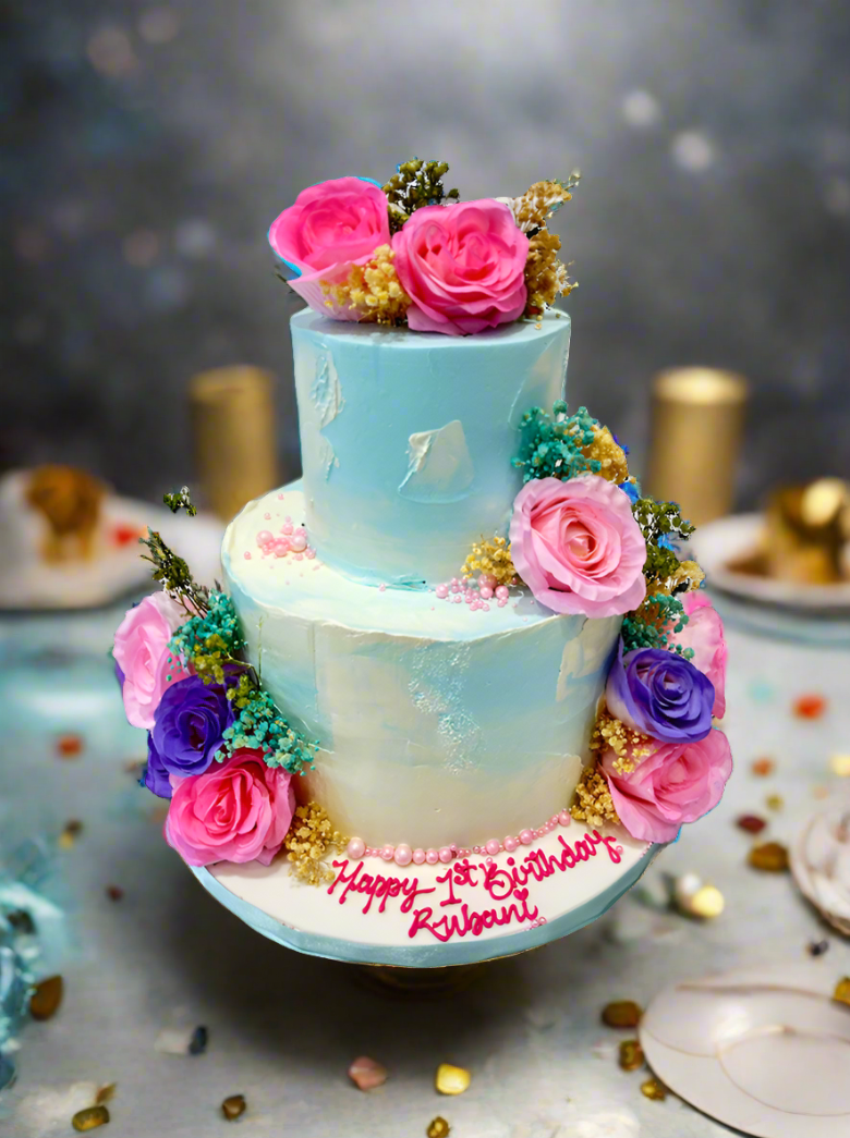 Pastel Tiered Birthday Cake