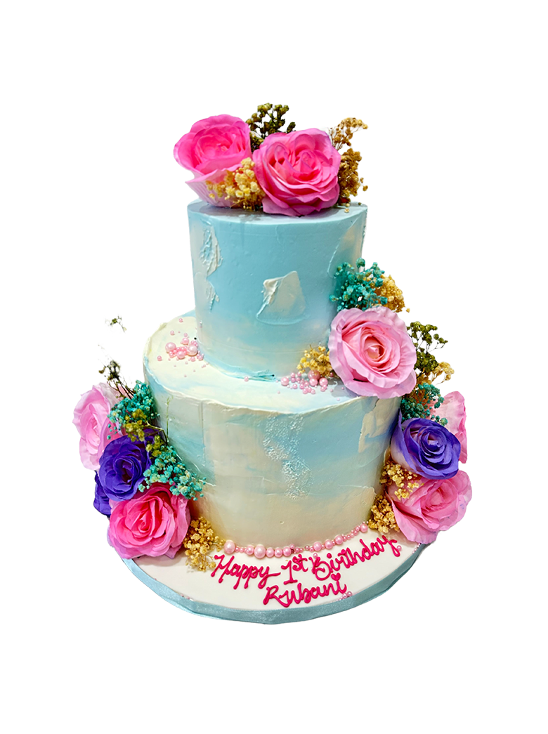 Pastel Tiered Birthday Cake