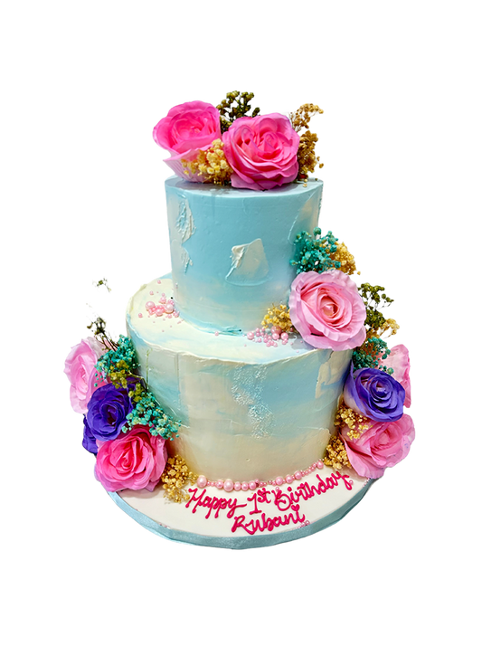 Pastel Tiered Birthday Cake