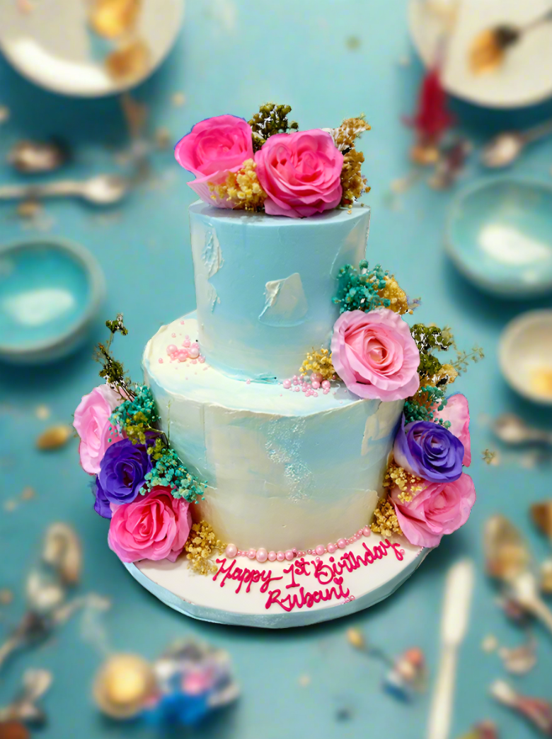Pastel Tiered Birthday Cake