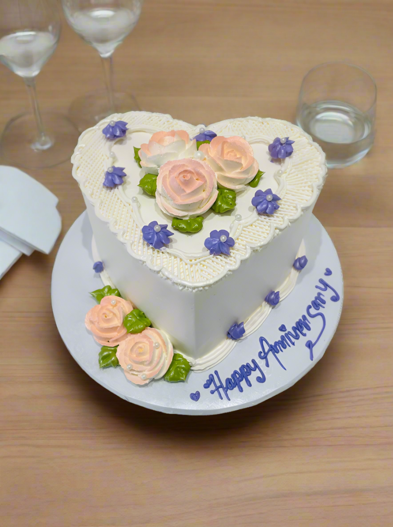 Peach & Purple Heart Cake