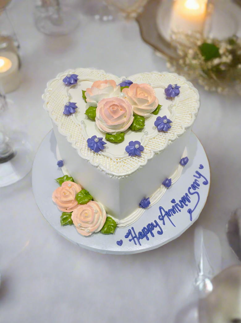 Peach & Purple Heart Cake