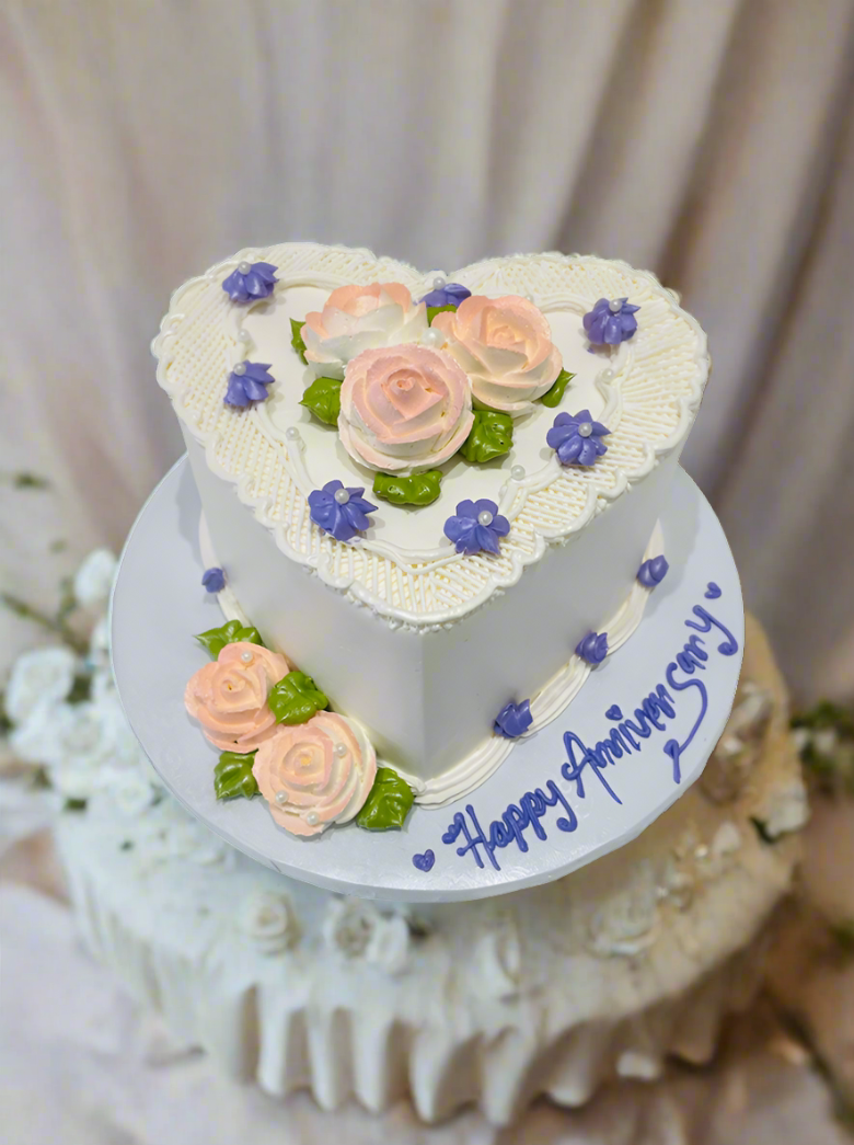 Peach & Purple Heart Cake