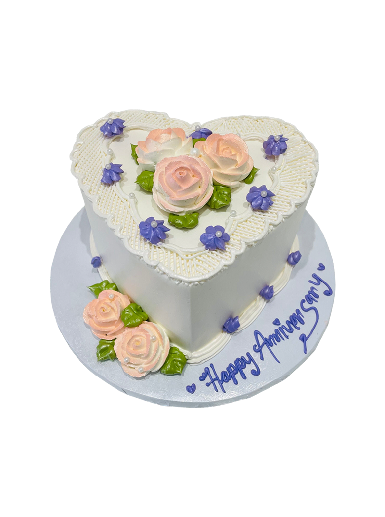 Peach & Purple Heart Cake