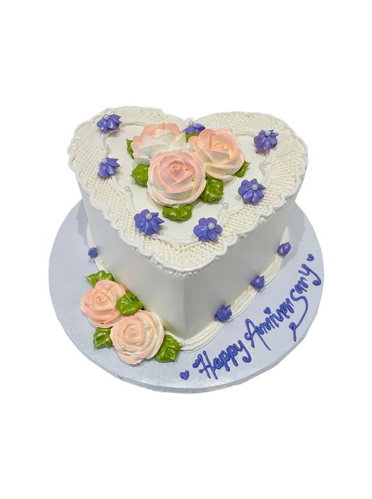 Peach & Purple Heart Cake