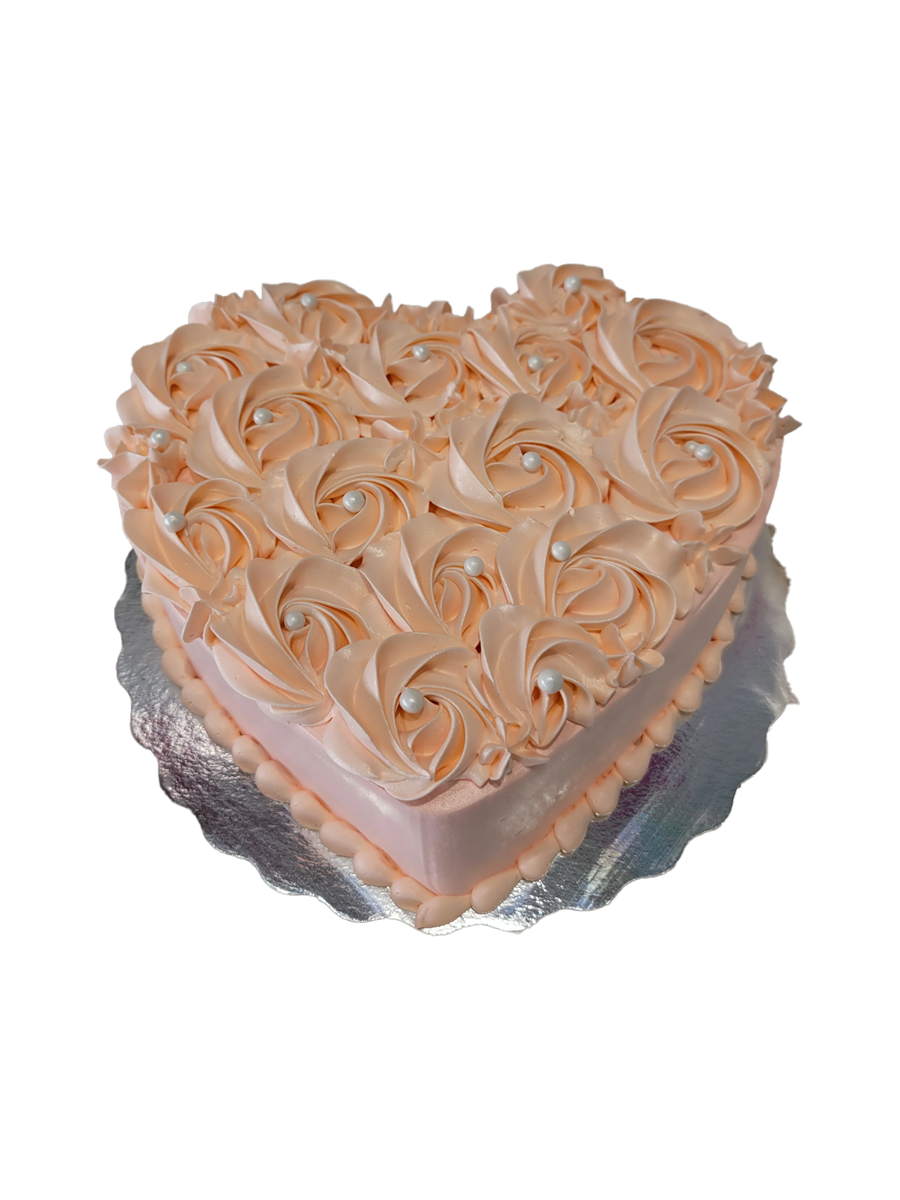 Peach Rosette Heart Cake