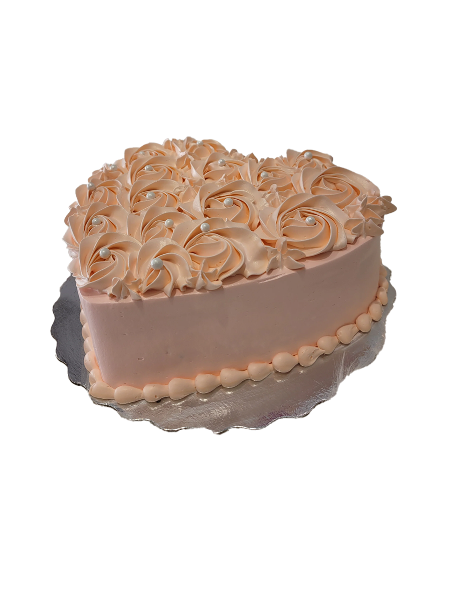 Peach Rosette Heart Cake
