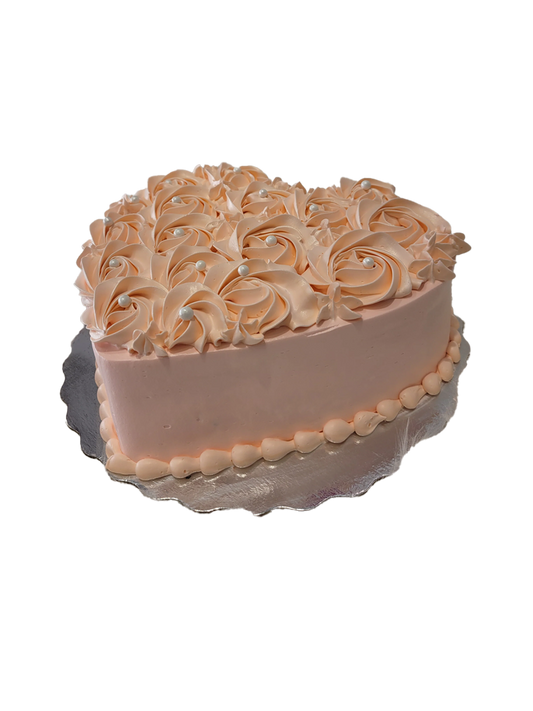 Peach Rosette Heart Cake