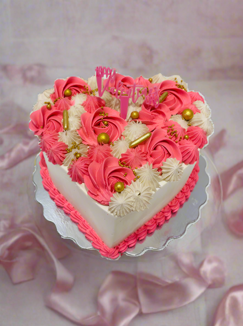 Pink And Ivory Valentines Cake