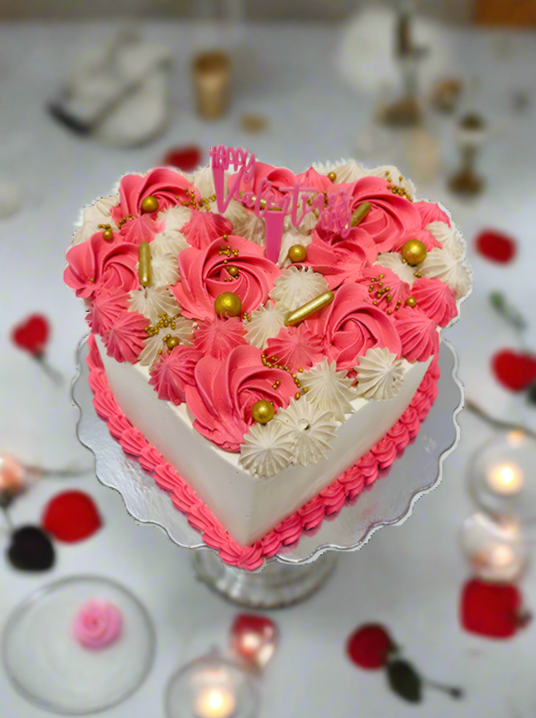 Pink And Ivory Valentines Cake