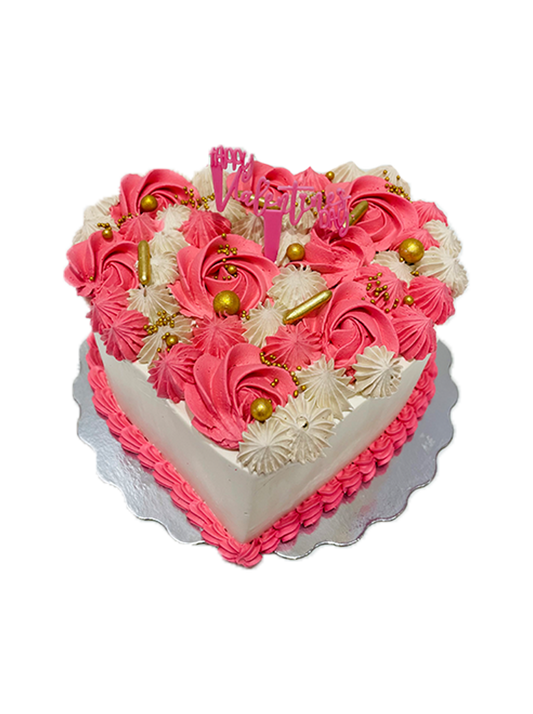 Pink And Ivory Valentines Cake