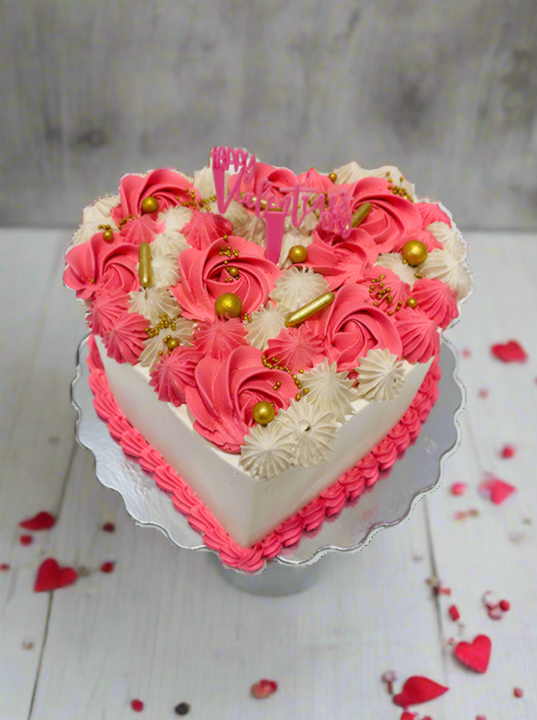 Pink And Ivory Valentines Cake