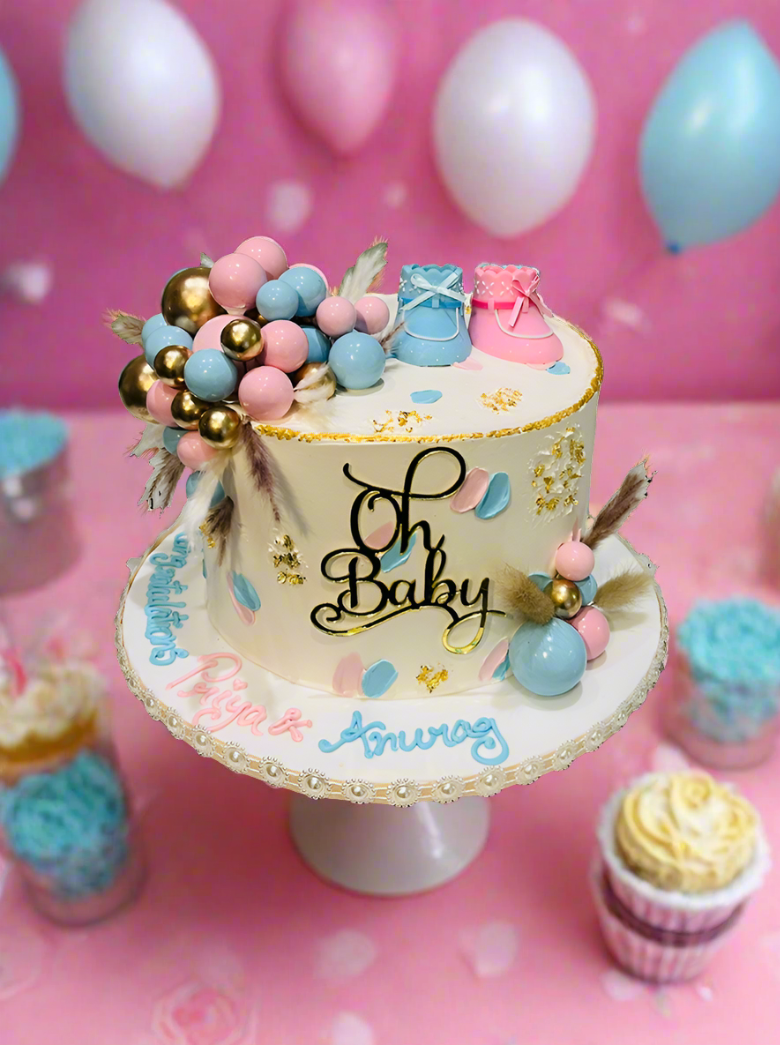 Pink & Blue Oh Baby Cream Cake