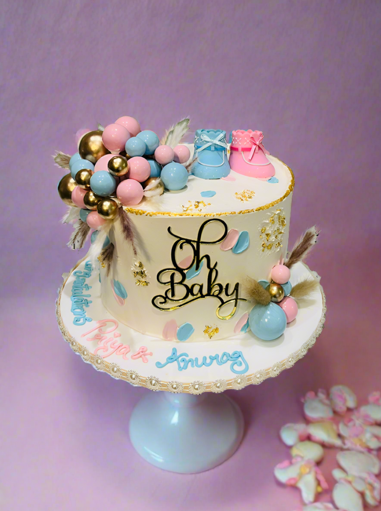 Pink & Blue Oh Baby Cream Cake