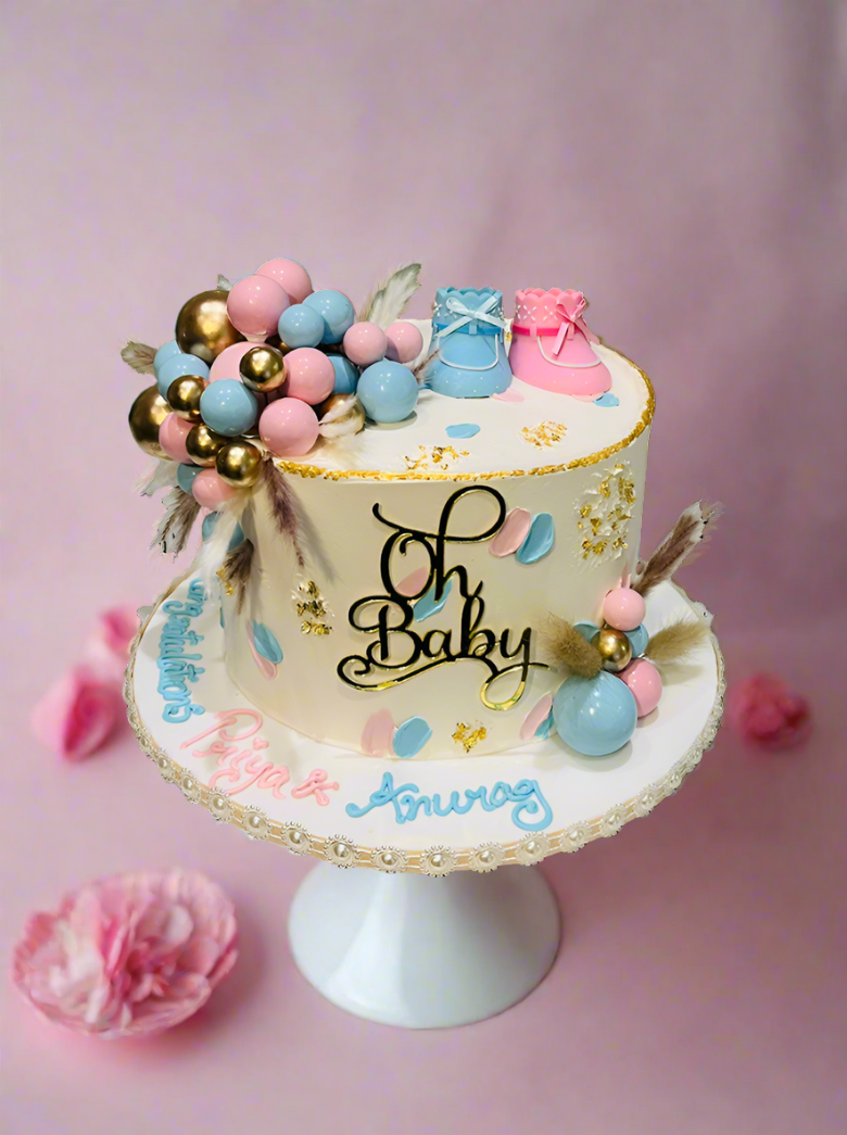 Pink & Blue Oh Baby Cream Cake
