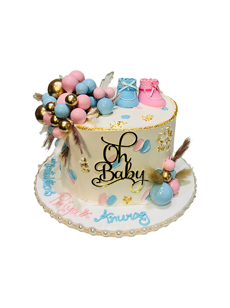 Pink & Blue Oh Baby Cream Cake
