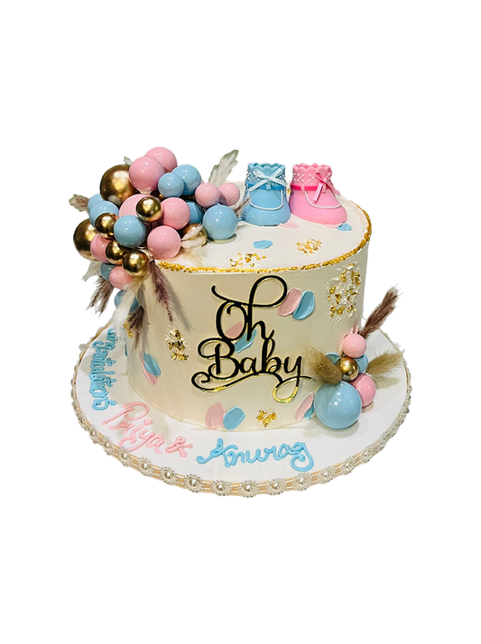 Pink & Blue Oh Baby Cream Cake
