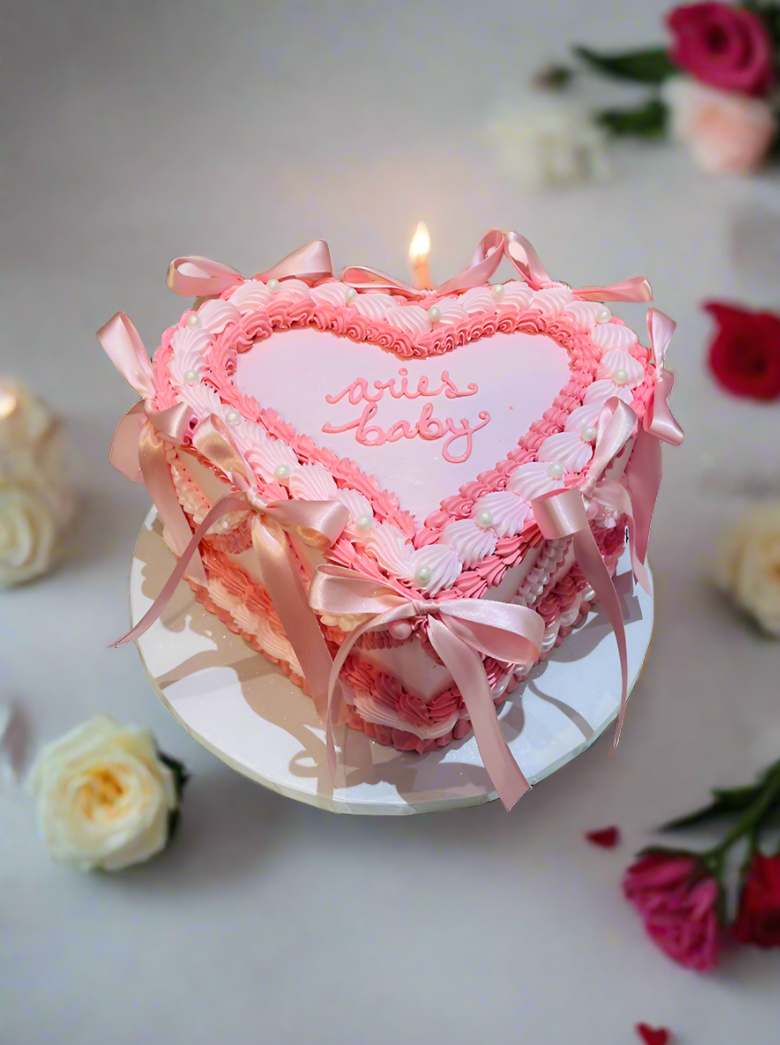 Pink Bow Vintage Cake