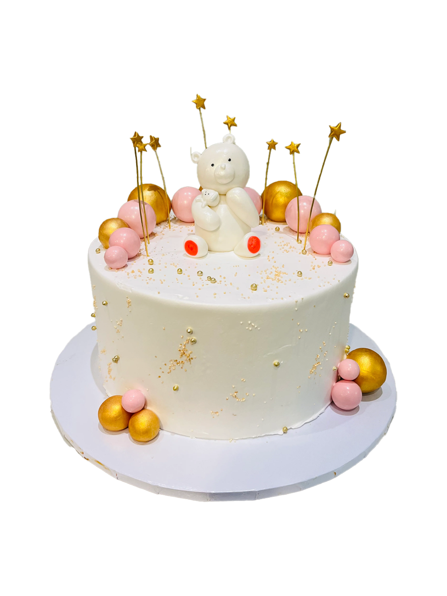PINK & GOLD TEDDY CAKE