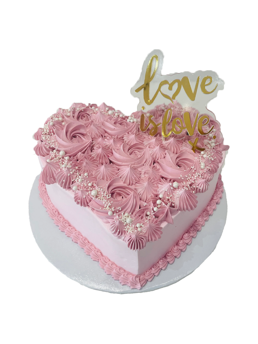 Pink Heart Rosette Cake