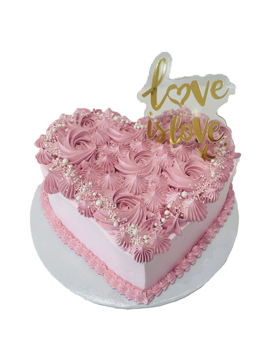 Pink Heart Rosette Cake